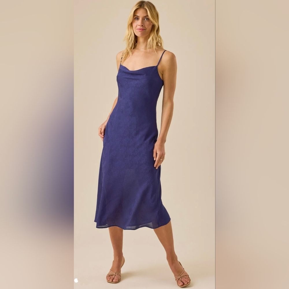 Altar'd State Eva Satin Midi Slip Dress Xl Navy Blue Feminine Party Bridesmaid